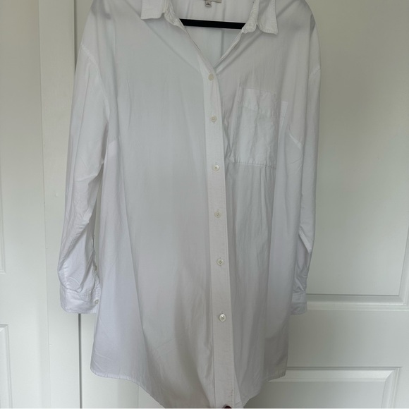 Madewell (2X) Crisp White Cotton Poplin Oversized Relaxed Fit Button Down Shirt - Picture 6 of 8